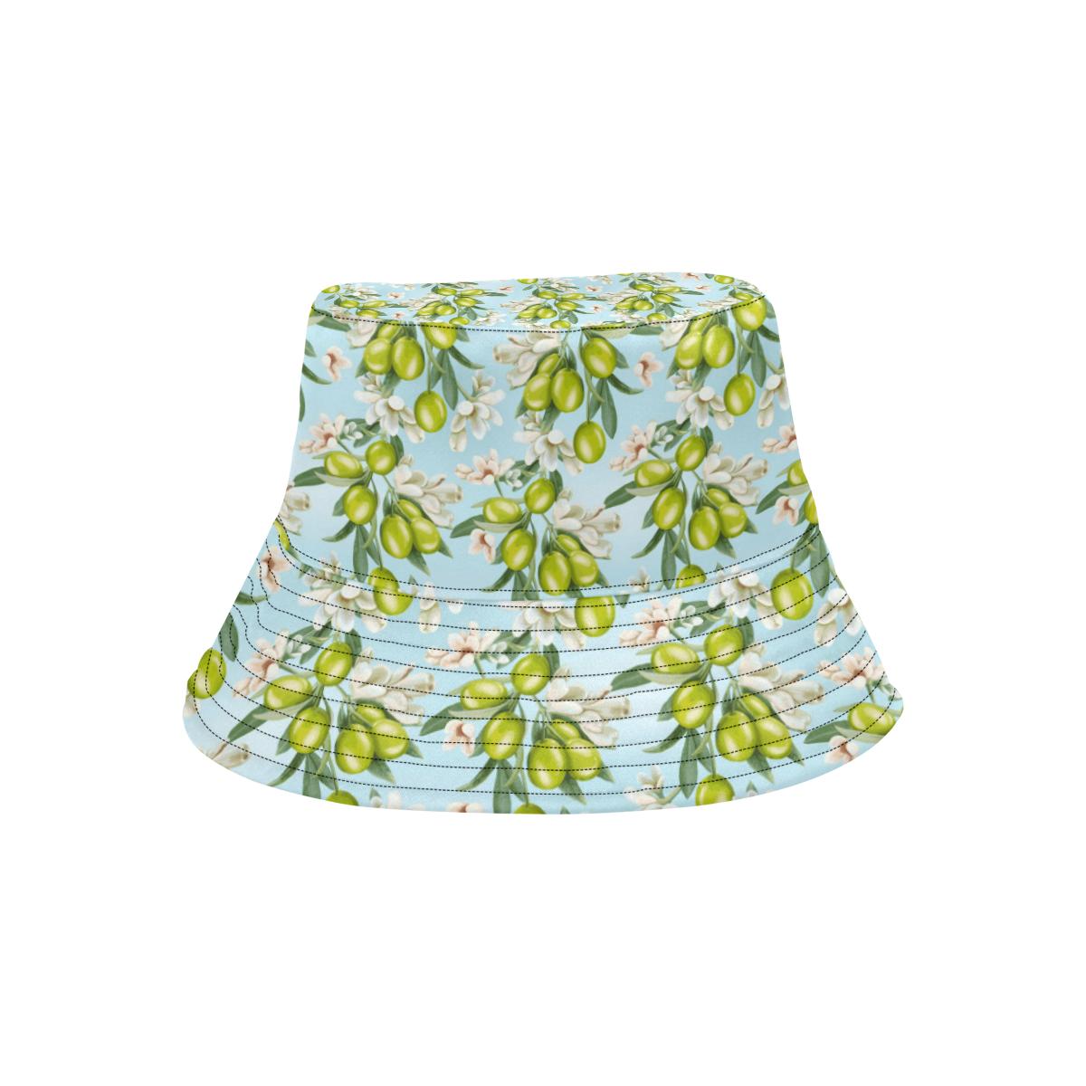 Elegant Olive Floral Print Unisex Bucket Hat