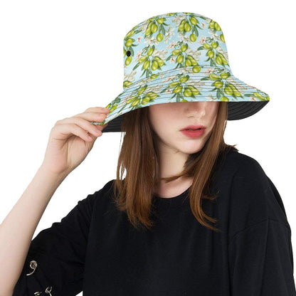 Elegant Olive Floral Print Unisex Bucket Hat