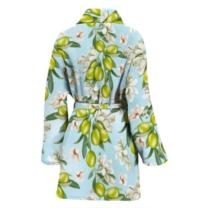 Elegant Olive Floral Print Women Bath Robe-JTAMIGO.COM