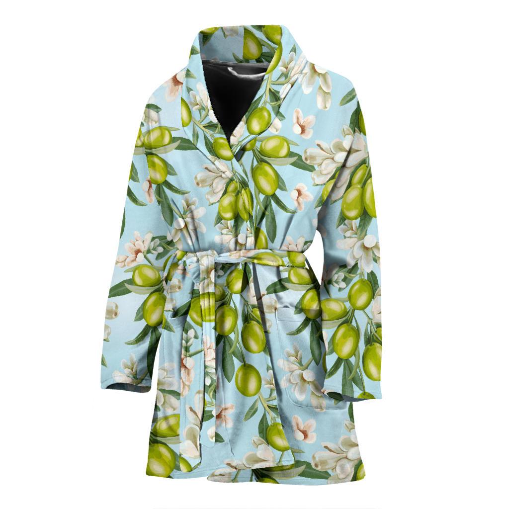 Elegant Olive Floral Print Women Bath Robe-JTAMIGO.COM