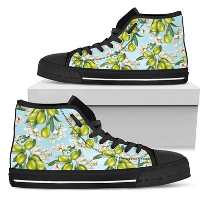 Elegant Olive Floral Print Women High Top Shoes