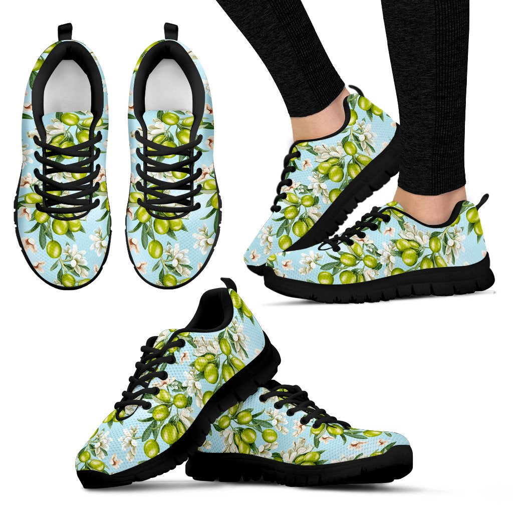 Elegant Olive Floral Print Women Sneakers Shoes