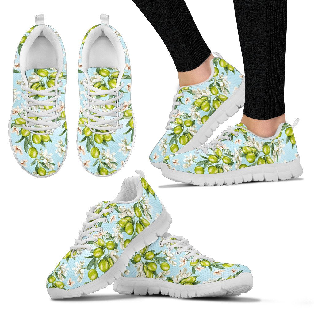 Elegant Olive Floral Print Women Sneakers Shoes