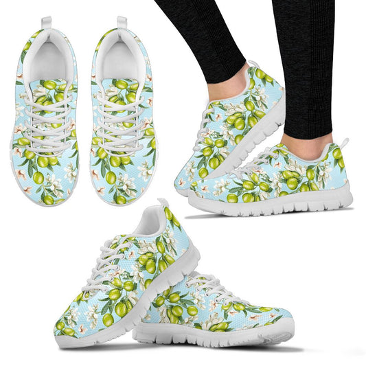 Elegant Olive Floral Print Women Sneakers Shoes