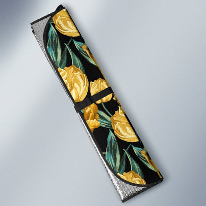 Elegant Yellow Tulip Print Car Sun Shade For Windshield