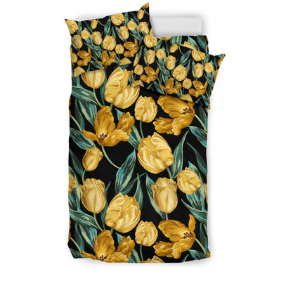 Elegant Yellow Tulip Print Duvet Cover Bedding Set