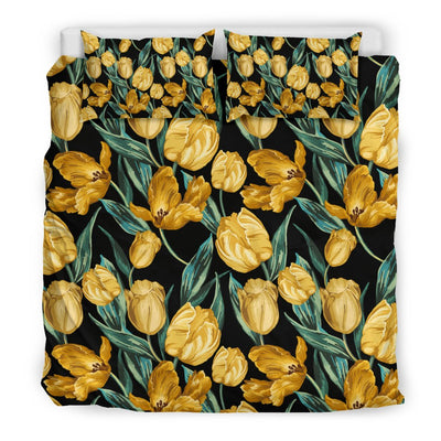 Elegant Yellow Tulip Print Duvet Cover Bedding Set