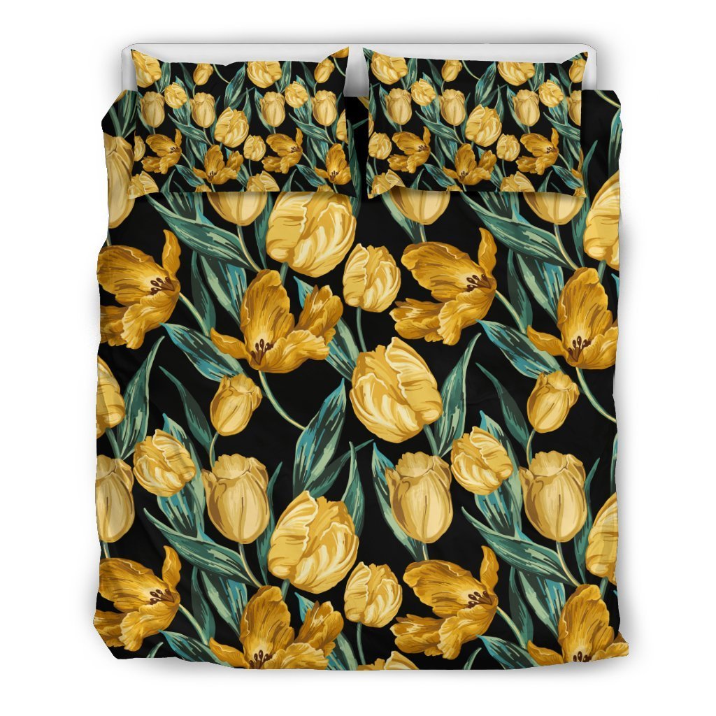 Elegant Yellow Tulip Print Duvet Cover Bedding Set