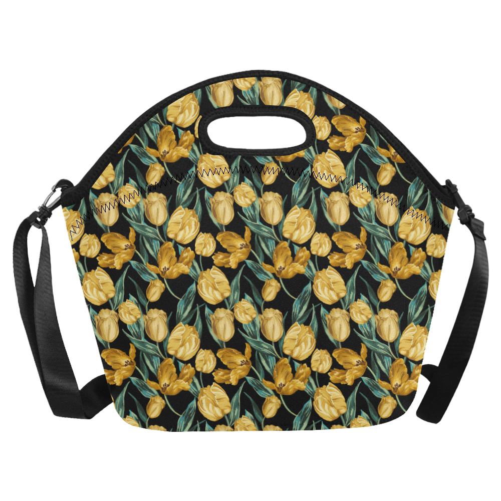 Elegant Yellow Tulip Print Neoprene Lunch Bag (Model 1669)(Large)-JTAMIGO.COM