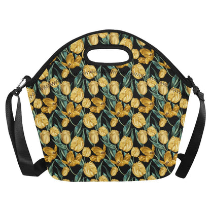 Elegant Yellow Tulip Print Neoprene Lunch Bag (Model 1669)(Large)-JTAMIGO.COM