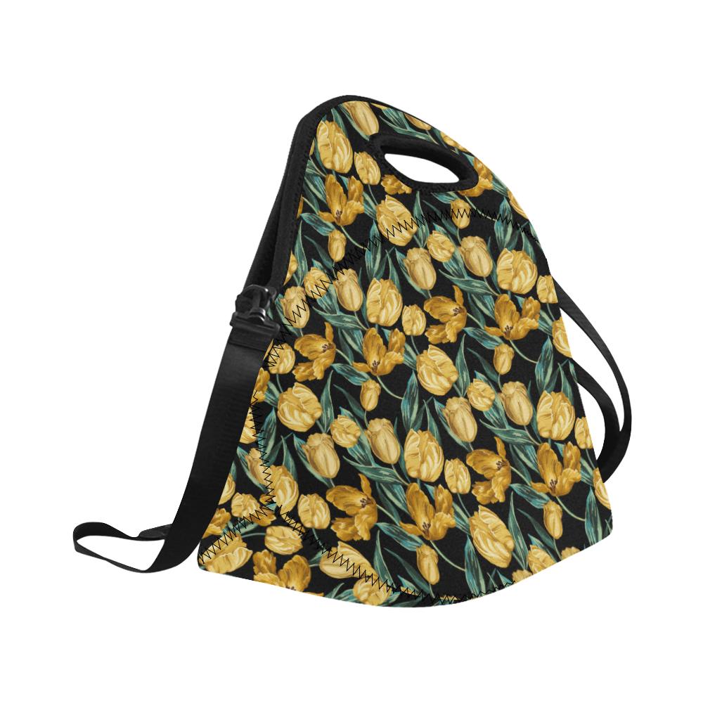Elegant Yellow Tulip Print Neoprene Lunch Bag (Model 1669)(Large)-JTAMIGO.COM