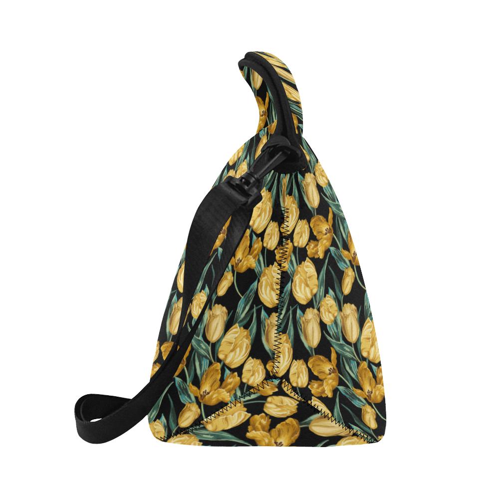 Elegant Yellow Tulip Print Neoprene Lunch Bag (Model 1669)(Large)-JTAMIGO.COM