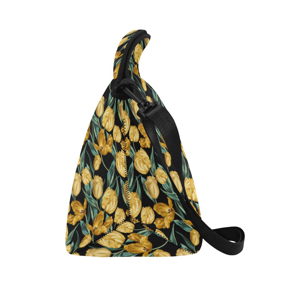 Elegant Yellow Tulip Print Neoprene Lunch Bag (Model 1669)(Large)-JTAMIGO.COM