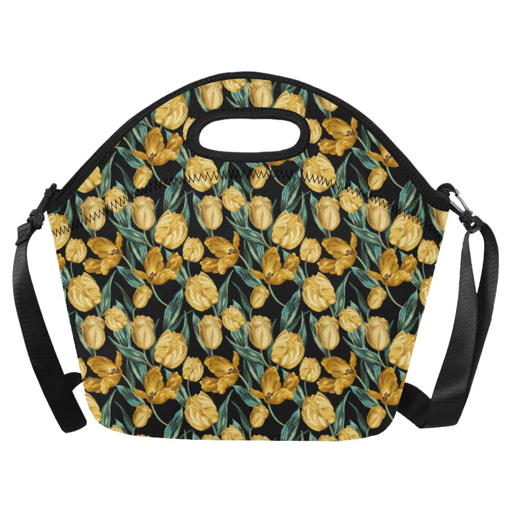 Elegant Yellow Tulip Print Neoprene Lunch Bag (Model 1669)(Large)-JTAMIGO.COM