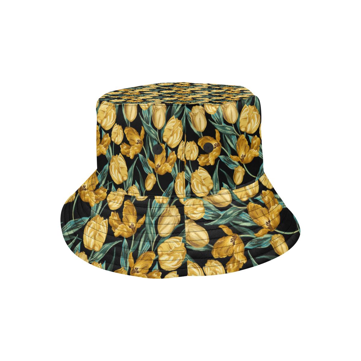 Elegant Yellow Tulip Print Unisex Bucket Hat