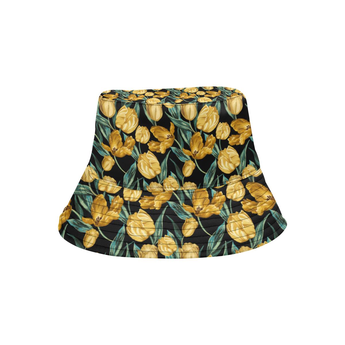 Elegant Yellow Tulip Print Unisex Bucket Hat
