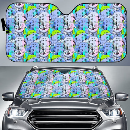 Elephant Art Color Print Pattern Car Sun Shade For Windshield