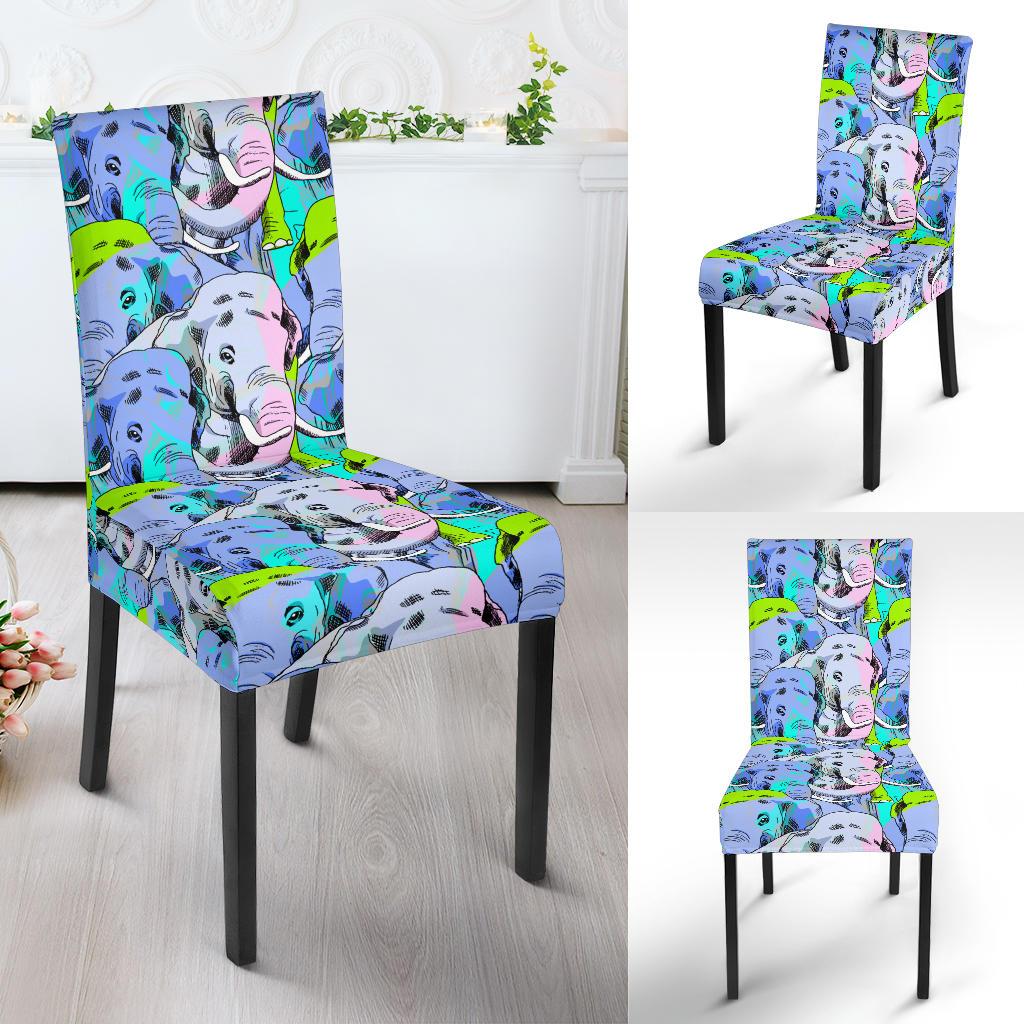 Elephant Art color Print Pattern Dinning Chair Slipper-JTAMIGO.COM