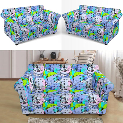 Elephant Art color Print Pattern Loveseat Slipcover-JTAMIGO.COM