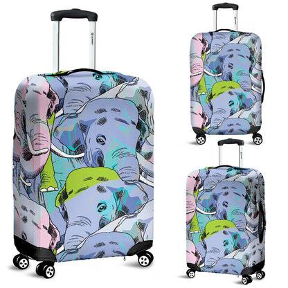 Elephant Art Color Print Pattern Luggage Cover Protector