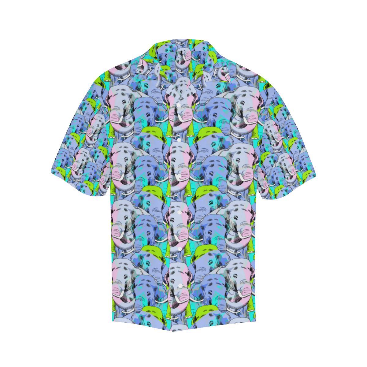 Elephant Art color Print Pattern Men Aloha Hawaiian Shirt