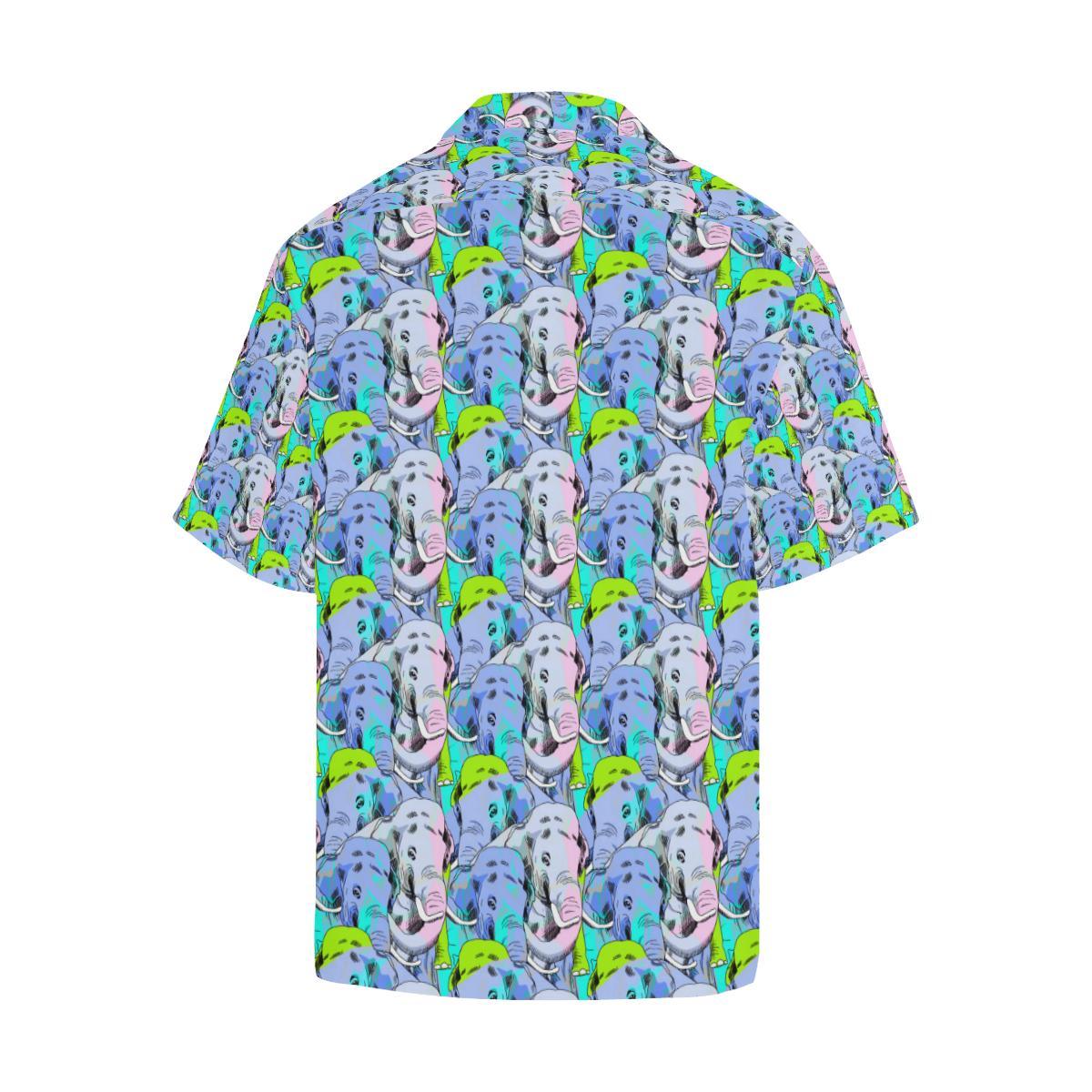 Elephant Art color Print Pattern Men Aloha Hawaiian Shirt