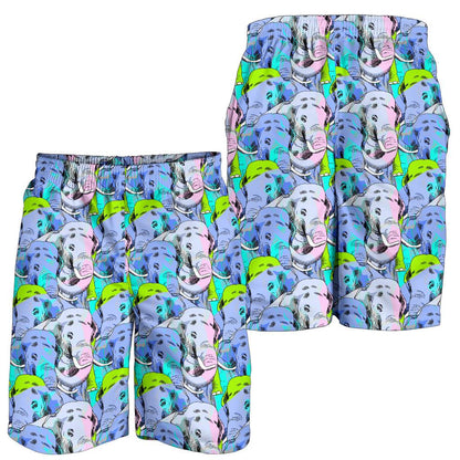 Elephant Art color Print Pattern Mens Shorts-JTAMIGO.COM