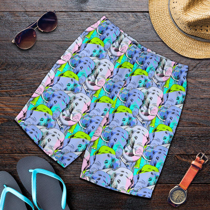 Elephant Art color Print Pattern Mens Shorts-JTAMIGO.COM