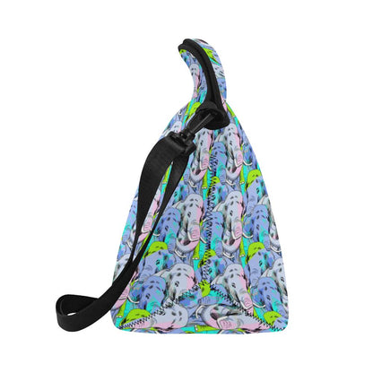 Elephant Art color Print Pattern Neoprene Lunch Bag (Model 1669)(Large)-JTAMIGO.COM