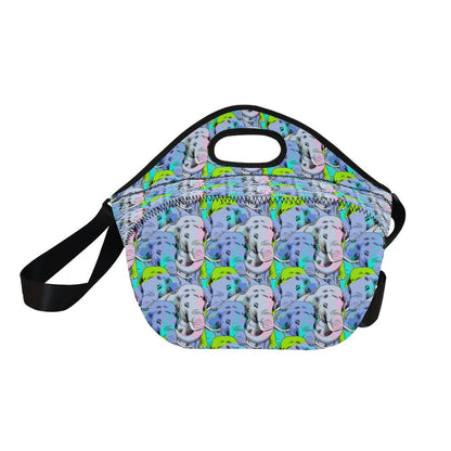 Elephant Art color Print Pattern Neoprene Lunch Bag (Model 1669)(Large)-JTAMIGO.COM