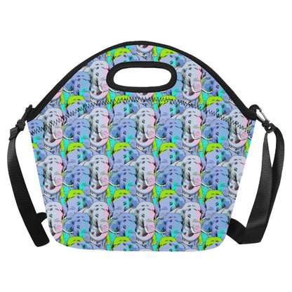 Elephant Art color Print Pattern Neoprene Lunch Bag (Model 1669)(Large)-JTAMIGO.COM
