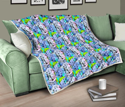 Elephant Art color Print Pattern Premium Quilt-JTAMIGO.COM
