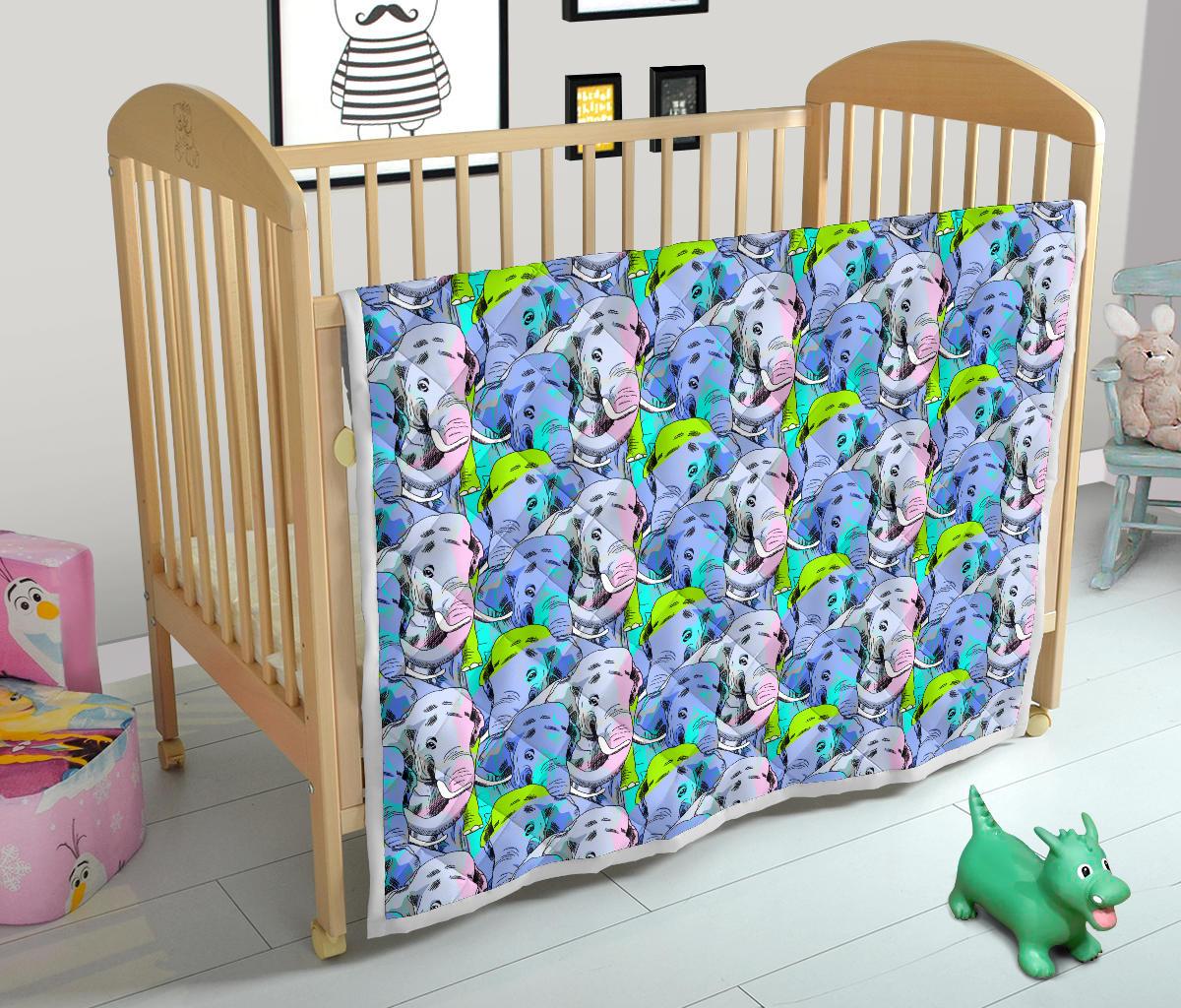 Elephant Art color Print Pattern Premium Quilt-JTAMIGO.COM