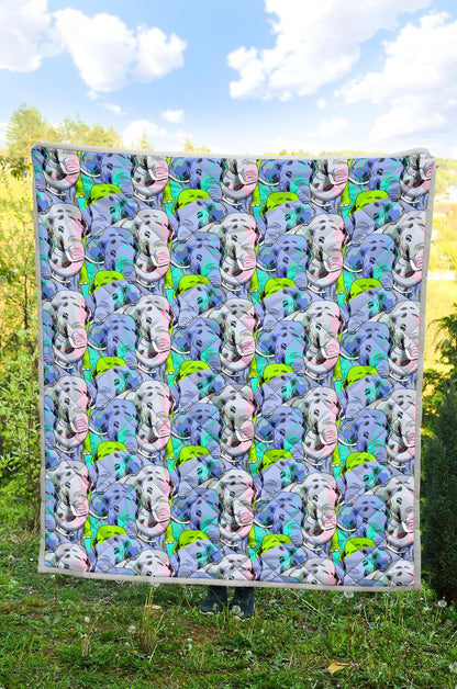 Elephant Art color Print Pattern Premium Quilt-JTAMIGO.COM