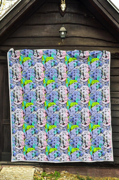 Elephant Art color Print Pattern Premium Quilt-JTAMIGO.COM