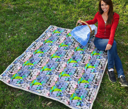 Elephant Art color Print Pattern Premium Quilt-JTAMIGO.COM