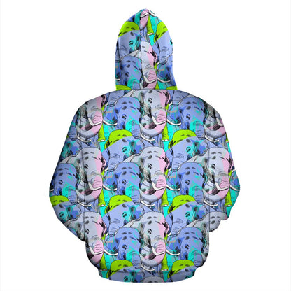 Elephant Art color Print Pattern Pullover Hoodie