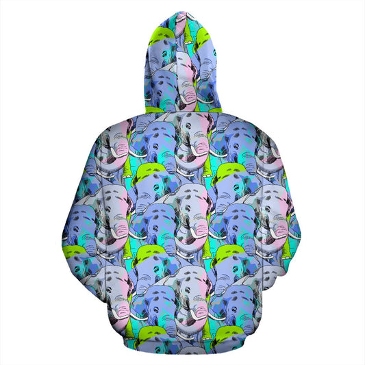 Elephant Art color Print Pattern Pullover Hoodie