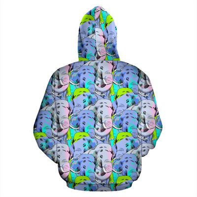 Elephant Art color Print Pattern Pullover Hoodie