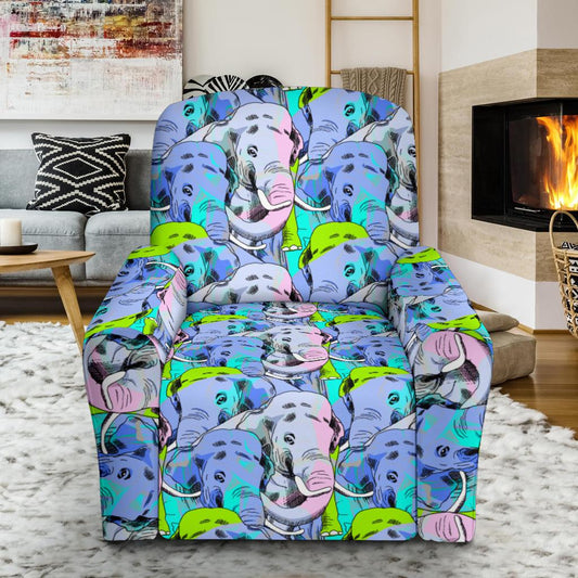 Elephant Art color Print Pattern Single Sofa Slipcover -JTAMIGO.COM
