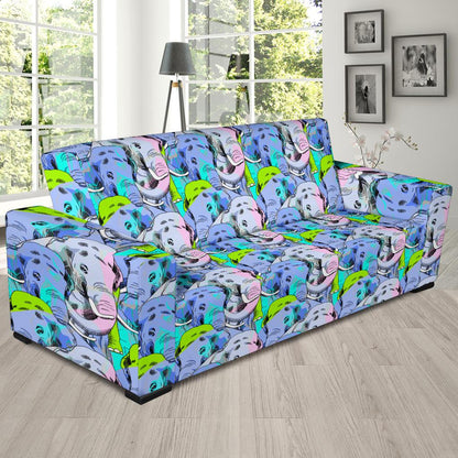 Elephant Art color Print Pattern Sofa Slipcover-JTAMIGO.COM