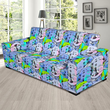 Elephant Art color Print Pattern Sofa Slipcover-JTAMIGO.COM