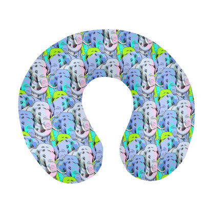 Elephant Art color Print Pattern U-Shaped Travel Neck Pillow-JTAMIGO.COM