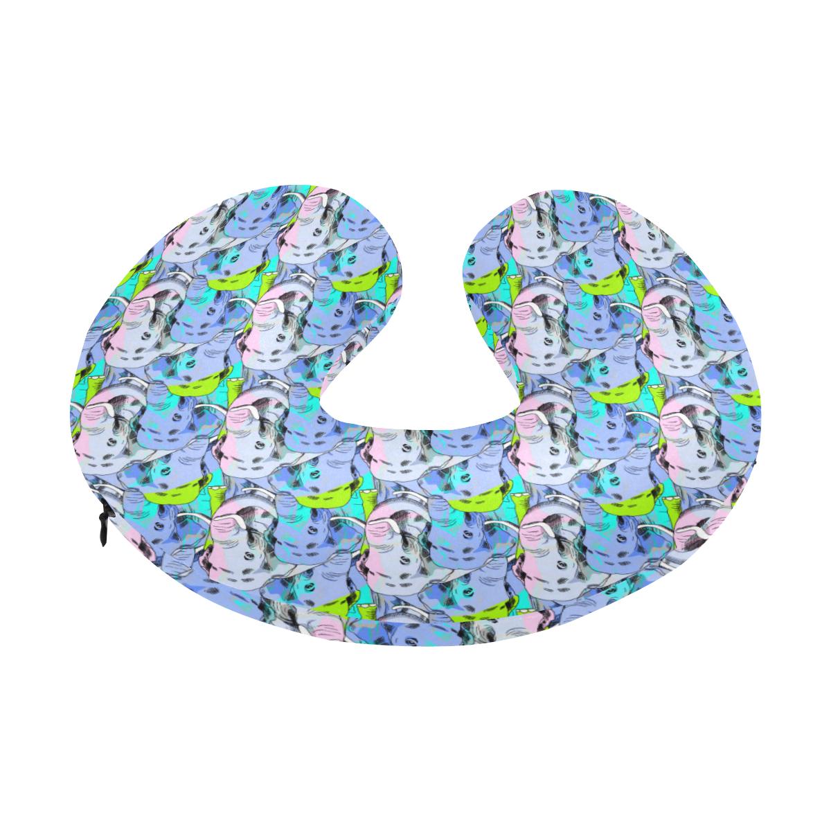 Elephant Art color Print Pattern U-Shaped Travel Neck Pillow-JTAMIGO.COM