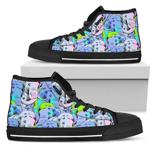 Elephant Art Color Print Pattern Women High Top Shoes