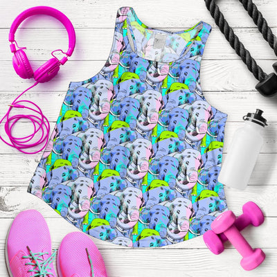 Elephant Art Color Print Pattern Women Racerback Tank Top