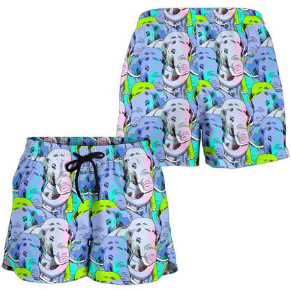 Elephant Art color Print Pattern Women Shorts-JTAMIGO.COM