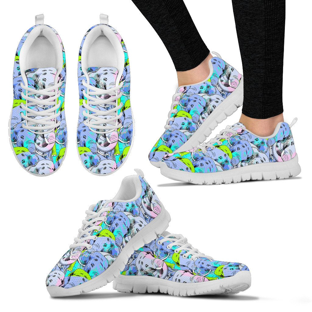 Elephant Art Color Print Pattern Women Sneakers Shoes