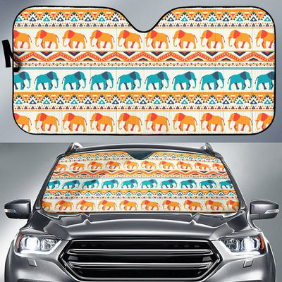 Elephant Aztec Ethnic Print Pattern Car Sun Shade For Windshield