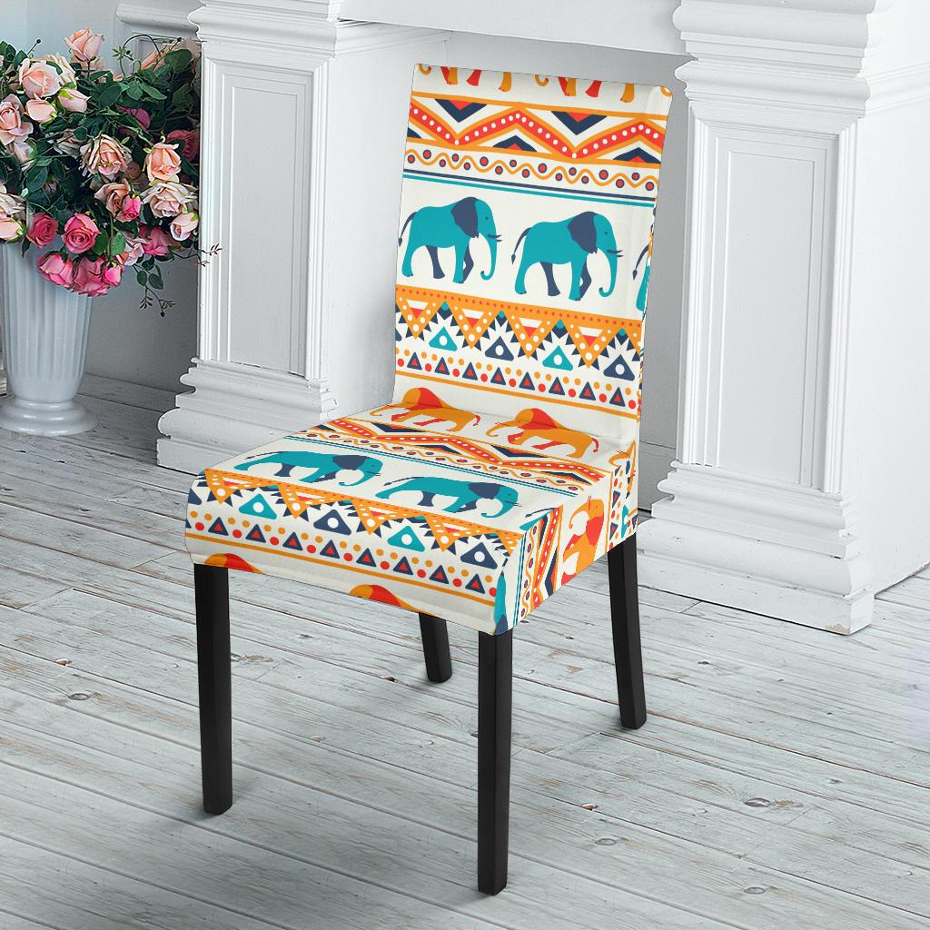 Elephant Aztec Ethnic Print Pattern Dinning Chair Slipper-JTAMIGO.COM